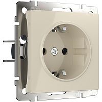 Розетка с заземлением без рамки Werkel 1-м. слоновая кость глянцевый картинка